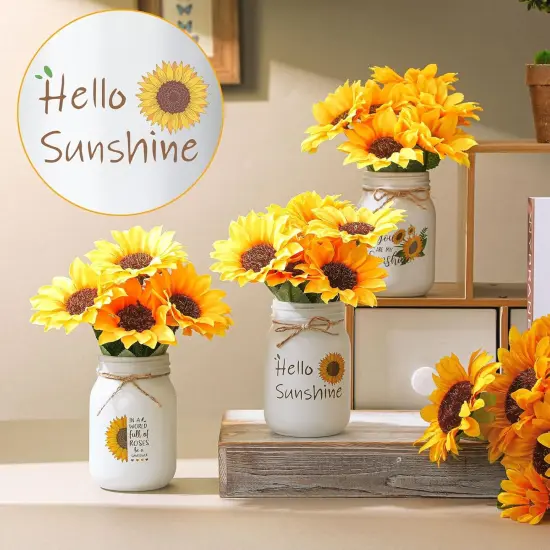 Artificial Sunflower Decor Set of 3 Sunflower Table Centerpiece {2}