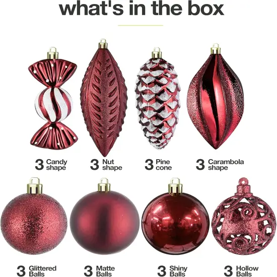 24-Piece Wine Red Christmas Tree {2}