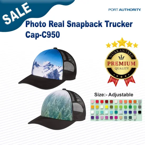 Port Authority&reg; Photo Real Snapback Trucker Cap Palm Trees {3}