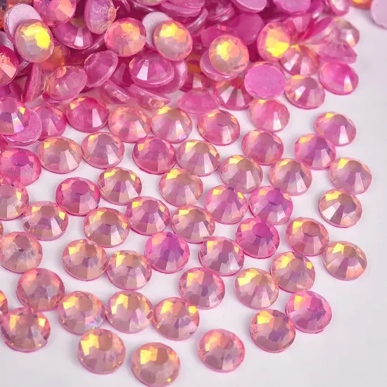 Flatback Rhinestones Round Gems, 1440pcs Luminous Series Glass Stone Neon Gems Non Hotfix Crystal Rhinestones for Nail Charms Crafts Clothes Tumblers,Rose Luminous Opal,SS10. {2}