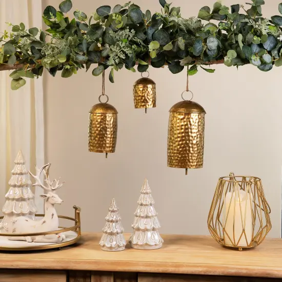 Northlight Hammered Iron Dome Bells Christmas Decorations -Set of 3 Gold {1}