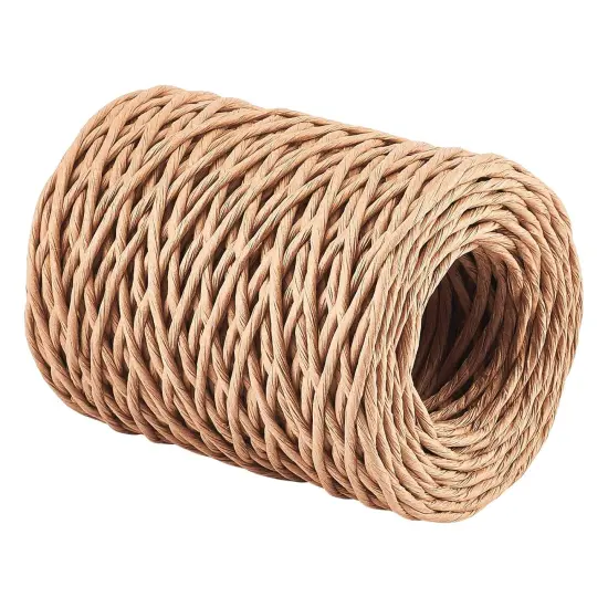 2mm 164ft(50m) Floral Iron Bind Stem Wire Paper Wrapped Rattan Rope Rustic Paper Twine for Flower Bouquets Wedding Gift Wrap Weaving Basket Vase Christmas Decoration, Light Brown {1}