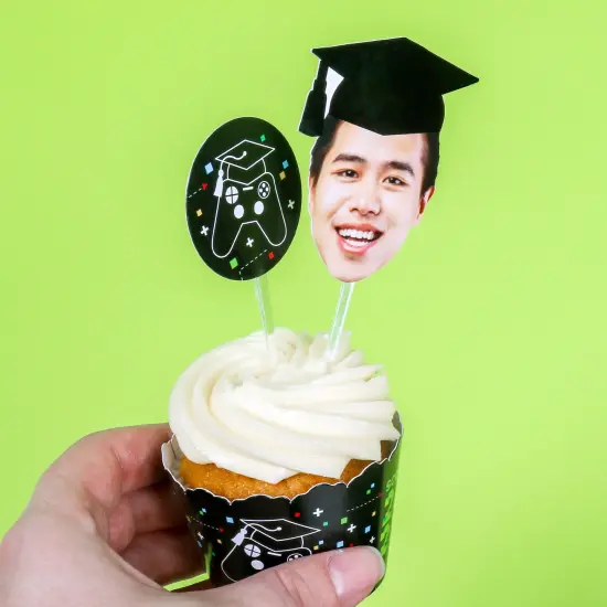 Big Dot of Happiness Game Over - Cupcake Decoration - Video Game Graduation Party Cupcake Wrappers and Treat Picks Kit - Set of 24 {5}