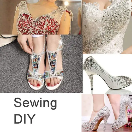 160PCS Glass Sew on Rhinestones, Flactback Sew On Claw Crystals for Crafts Costume Clothes Jewelry (Crystal Clear/White, Mixed Shapes) {5}