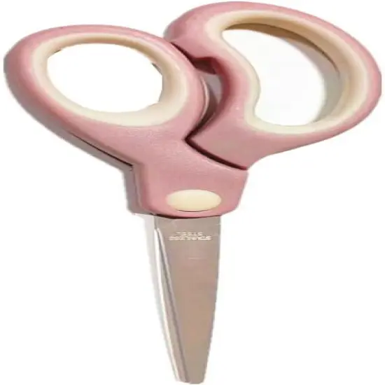 Pastel Non-Stick Scissors - All-Purpose Office & Craft, Soft Grip Cutting Tool, Blunt Tip Fabric Shears for Kids - Sewing, Left & Right Handed (1 Pack, Pink) {1}