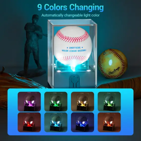 Baseball Display Case with Led Light, Light up Baseball Case for Display, Acrylic Baseball Holder Display Case, UV Protected Clear Baseball Stand Baseball Cube for Memorabilia Baseball Gifts Welcome to Seller Assistant Please log in to your account {3}