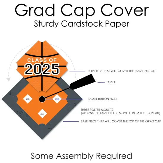 Big Dot of Happiness Grad Basketball - 2025 Graduation Cap Decorations Kit - Grad Cap Cover {7}