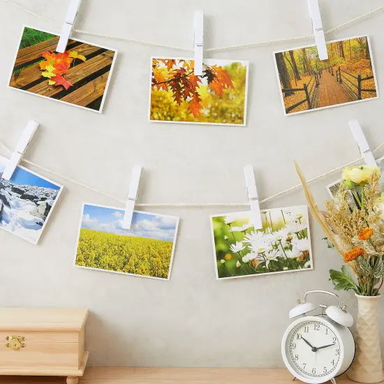 100 Pack Wooden Clothespins for Hanging Laundry, Crafts, Photos (White, 4 In) {2}