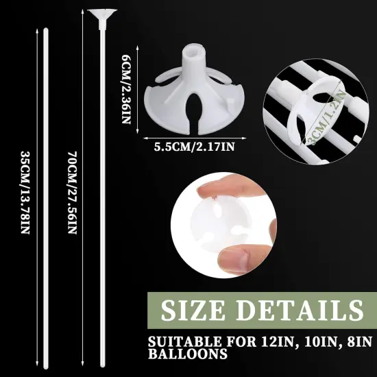 600 Pcs Plastic Balloon Sticks with Cups, Reusable Balloon Holder for Balloon Stand Birthday Christmas Party Wedding Anniversary Decoration(White) {4}