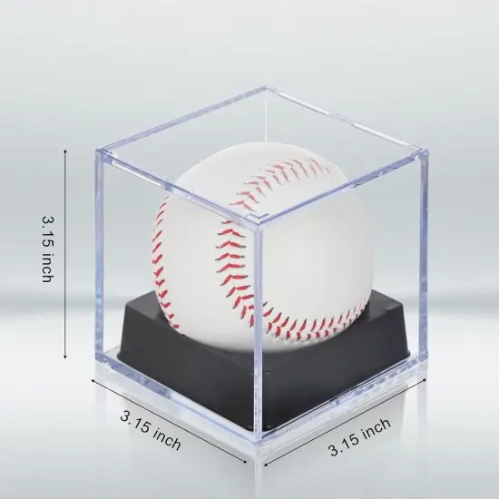 4-Pack Black-Stand Baseball Display Case - UV Protected Acrylic Square Baseball Holder, Official Size Baseball Display Box, Clear Display Cube Baseball Memorabilia Showcase Autographed Ball Protector {2}