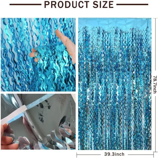 Blue Streamers Party Decorations, Blue Fringe Backdrop, Blue Birthday Decoration, Frozen Birthday Party Decorations, Ocean Party Decor, Under The Sea Party Decoration, Pool Beach Party Decorations {2}