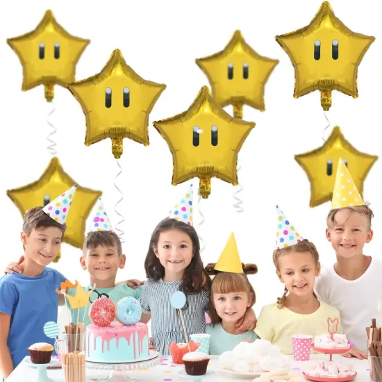 12PCS Star Foil Balloons Super Gold Coin Star Balloons Yellow Star Balloons Kids Birthday Party Decorations Supplies {4}