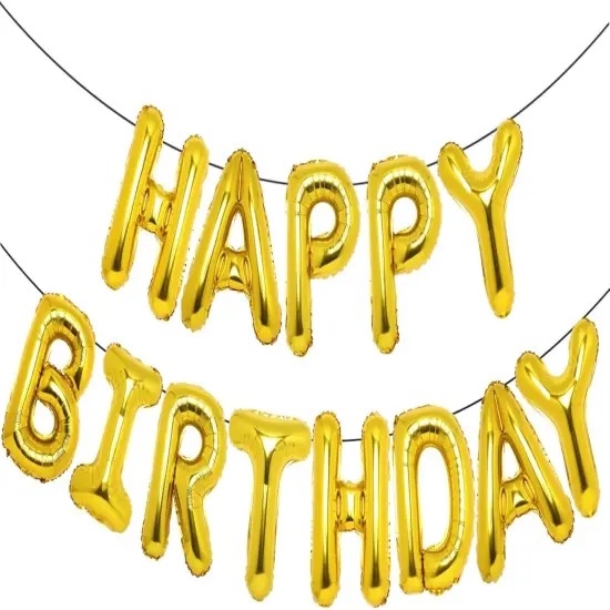 Gold Happy Birthday Balloons 16 Inch Mylar Foil Letters Balloons Happy Birthday Banner {1}