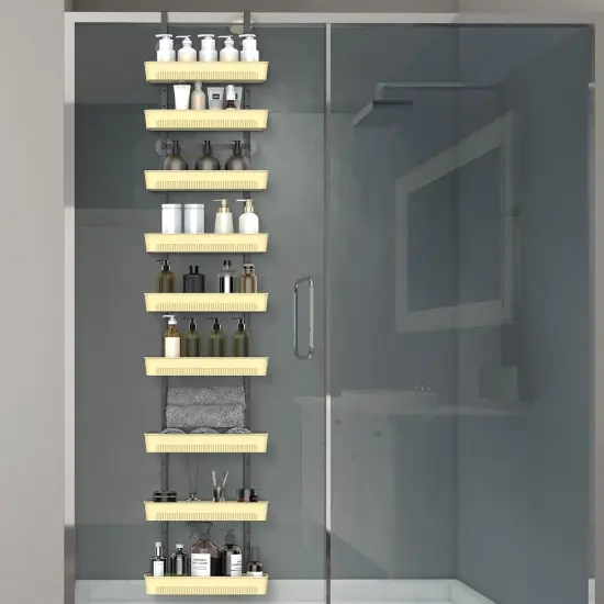 9-Tier Over The Door Pantry Organizer with Adjustable Baskets - No Drilling Wall-Mounted Spice Rack Shelves, Bathroom, Laundry & Closet {6}