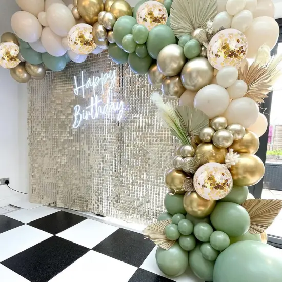 Sage Green Balloons Arch Kit, Green And Gold Balloons White Sand Olive Confetti Balloons Arch for Birthday Baby Shower Bridal Shower Engagement Baptism Wild One Party Decorations {5}