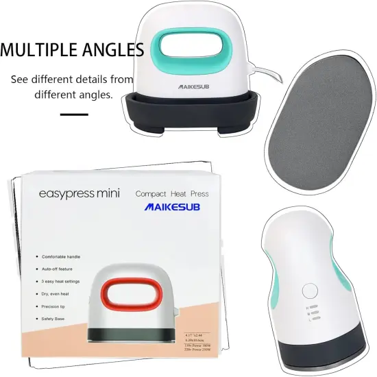 Mini Heat Press Machine Easy to Use for T Shirts Shoes Hats Small HTV Iron on Vinyl Projects Portable Heating Transfer Iron Green {5}