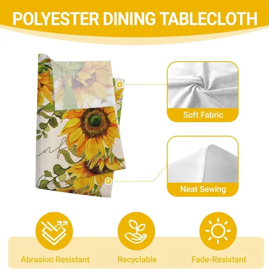 Spring Summer Sunflower Rectangle Tablecloth 60 x 120 Inches, Fall Autumn Flower Floral Decorative Dining Table Cloth, Seasonal Dinner Table Cover Picnic Party Decoration {3}