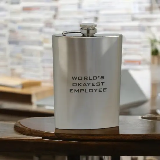 8oz World's Okayest Employee Stainless Steel Flask {6}