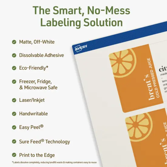 Avery Dissolvable Labels, 3" x 5" Rectangle {8}