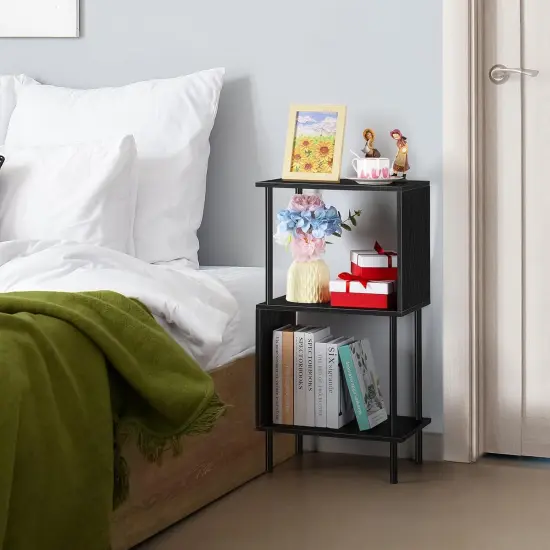 3-Tier S-Shaped Small Bookshelf &ndash; Compact Black Bookcase Organizer for Home Office, Kids&rsquo; Room, Living Room (15.7&rdquo;x11.8&rdquo;x31.8&rdquo;) {5}