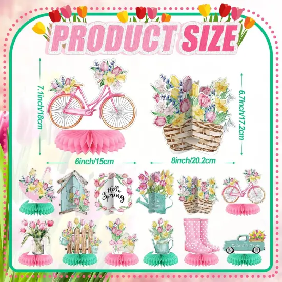 12 Pcs Spring Party Decorations Hello Spring Theme Party Tabletop Decor {2}