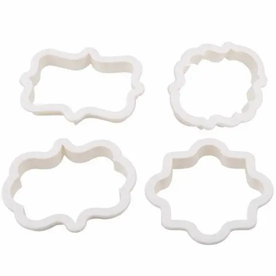 4 PC Plastic Frame Pattern Shape Cookie Cutters Set {1}