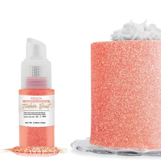Bakell - Peach Tinker Dust Edible Glitter (25g, 1x Spray Pump) for Food, Desserts, and Beverages! {1}