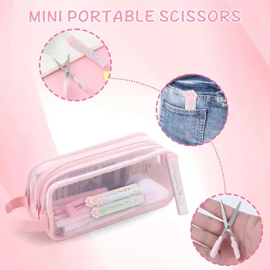 4 Pieces Cute Mini Scissors, Cartoon Cat Paw Stainless Steel Craft Scissors, Folding Stationery Scissors with Safety Cover, Portable Safety Scissors for Paper Cutting, Scrapbooking, Crafting {4}