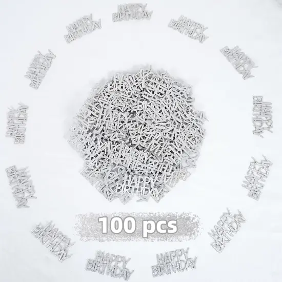 Glitter Silver Happy Birthday Confetti, Birthday Party Table Decorations, Happy Birthday Paper Confetti, Sprinkling Table Scatter for Women Men Boys Girls Birthday Party {4}