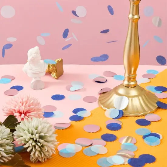 Silver and Blue Tissue Paper Confetti Dots Table Decoration for Graduation Birthday Wedding Toss Retirement Party, 1 inch in Diameter, 100 grams {2}