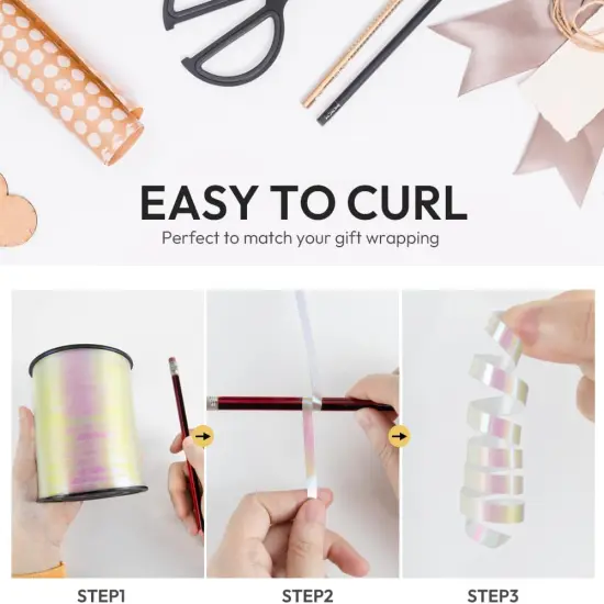 500 Yards 3/16" Iridescent Curling Ribbon Dark Purple, Laser Balloon String 1 Roll for Gift Wrapping, Holographic Curly Balloon Ribbon {5}