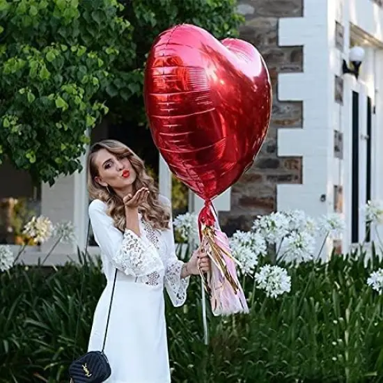 8 Pcs 36 Inch Huge Red Heart Balloons, Romantic Large Heart Mylar Foil Balloons Valentine's Day Balloons {4}