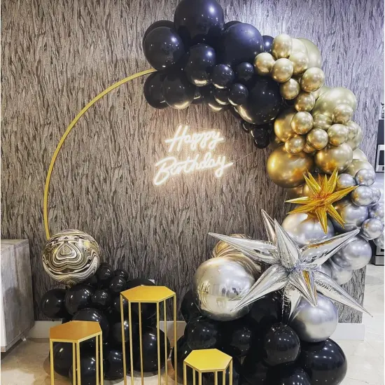 Black and Gold Balloons Latex Balloons, 60 Pcs 12 Inch Silver Gold Confetti Balloons with Ribbons for Birthday Graduation Black Gold Party Wedding Engagement Anniversary Festival Decoration {3}