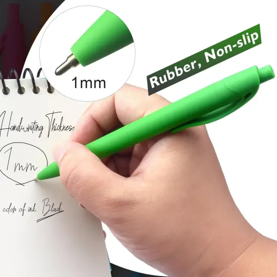 Ballpoint Pens Black Ink Pens Medium Point Retractable Ballpoint Pens, 1.0MM Black Ink, 8 Pack, Colorful {4}