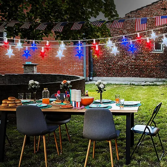 4th of July Red White and Blue Star Lights, 35 LED Plug in Patriotic Star String Lights Independence Day Fairy Lights for Memorial Day Independence Day Decorations Outdoor {5}