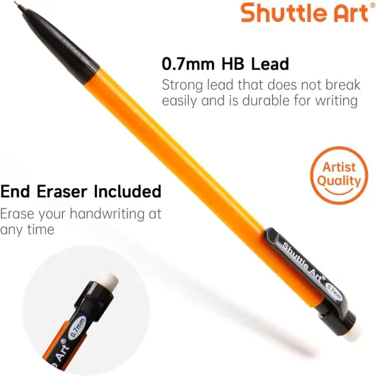 Shuttle Art Mechanical Pencils, 210 Pack Bulk Mechanical Pencils 0.7mm Medium Point, HB #2 Lead, Assorted Barrels, Office School Supplies {3}