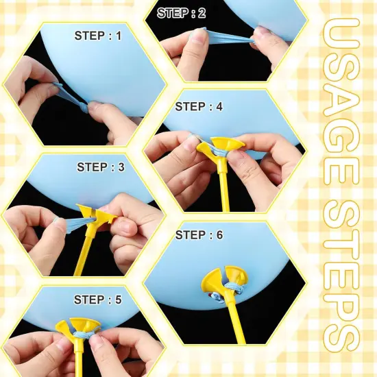 100 Pcs 12.6 Inch Balloon Sticks Plastic Balloon holders and Cup for Christmas New Year Birthday Party Wedding Anniversary Decorations(Yellow) {2}