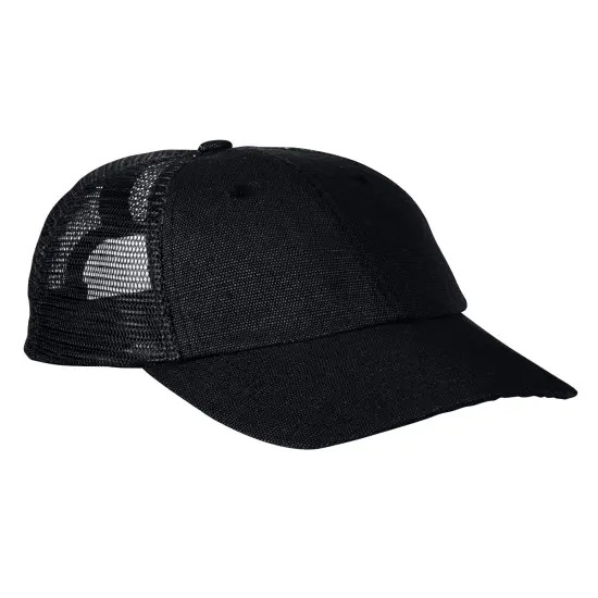 Econscious&reg; Washed Hemp Blend Trucker Hat BLACK/ BLACK {1}