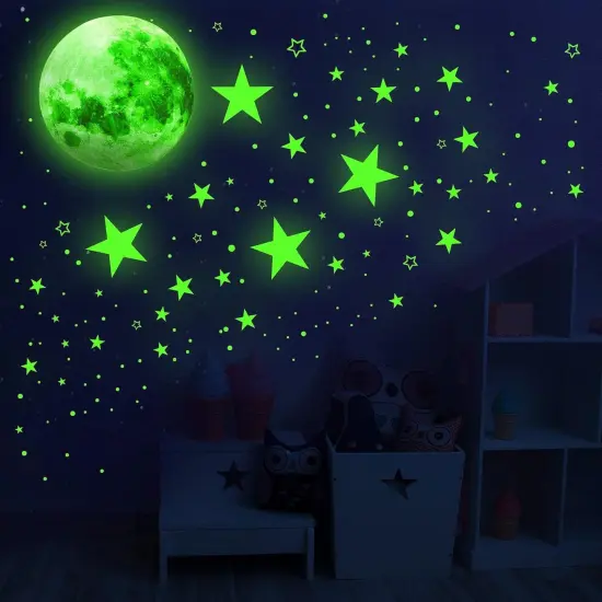 1086Pcs Glow in The Dark Stars, Glow in The Dark Moon for Ceiling Planets Space Wall Stickers Solar System Galaxy Wall Decals for Kids Boys Bedroom Living Room Decoration (Green) {2}