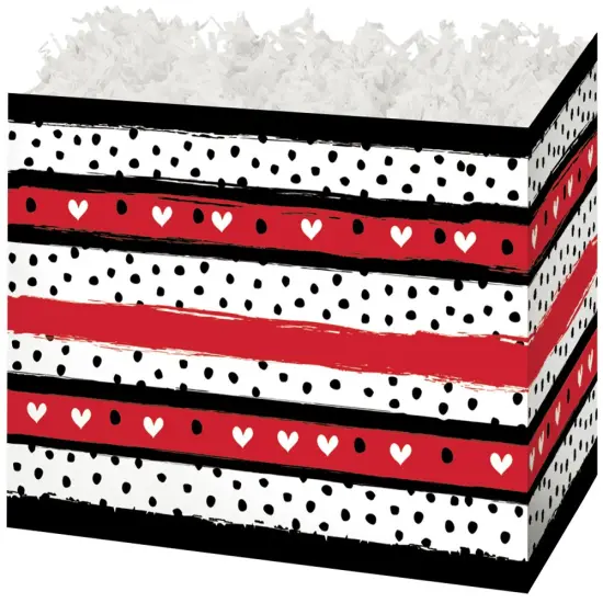 Pack/6: Hearts & Dots Basket Box - 10-1/4 x 6 x 7-1/2" {1}