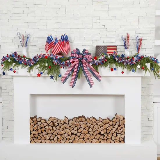 118 Pcs Memorial Day Decorations for Tree 4th of July Patriotic Wreath Bows Red White and Blue Tree Decorations Independence Day Ornaments American Flag Patriotic Garland for Memorial Decor {2}