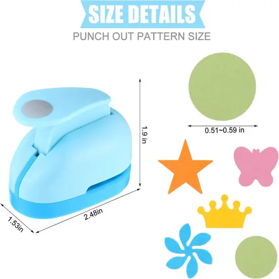6 Pcs Hole Paper Punches for Crafting Handmade Scrapbook Punches Tools with Craft Sticker Paper, Circle, Star, Heart, Crown, Flower and Butterfly Shapes {2}