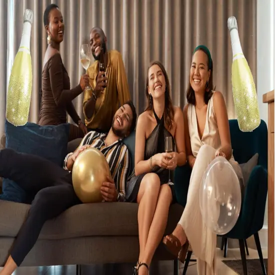 4Pcs Champagne Bottle Mylar Foil Balloons Birthday Bachelorette Party Decoration {5}