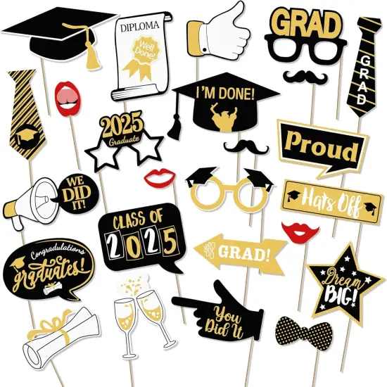 Grad Party Graduations 2025, 25PCS Graduation Photo Props, 2025 Graduation Decorations Photo Booth Props, Funny Grad Party Photo Selfie Decoration 2025 for High School University {1}
