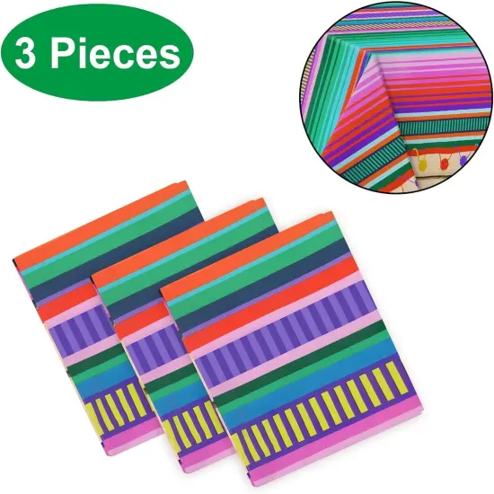 3PCS Fiesta Tablecloth for Mexican Themed Party Decorations, Plastic Tablecover Multicolor Style for Fiesta Birthday, Taco Night, Cinco De Mayo and Spanish Themed Party Baby Shower Celebration {3}