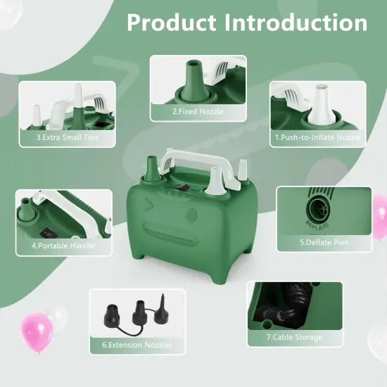 Balloon Pump Electric, Multipurpose Balloon Inflator Electric Air Pump, Portable Dual Nozzle Balloons Air Pump Electric 600W Blow Machine for Party Decoration {2}