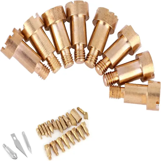 Wood Burning Tips, 23Pcs Craft Wood Burning Pen Tips, Soldering Brass Pen Tips Stencil Soldering Pyrography Working Carving {2}