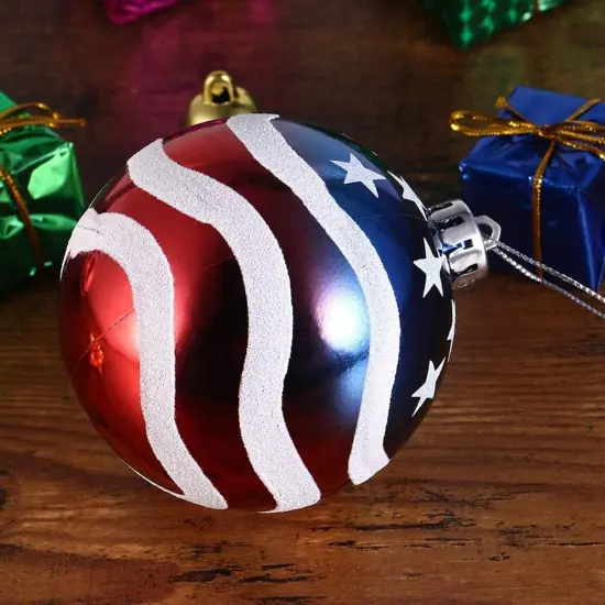 16 Pcs Independence Day Ball Ornament - 4th of July Patriotic Hanging Ball Decoration American Flag Ornament for Independence Day, Christmas Tree, USA Themed Party Supplies {5}