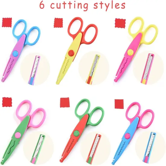 Decorative Edge Scissors Set, 6Pack 5-inch Serrated Craft Scissors Pattern School Supplies DIY Projects and Craft Fancy Design {3}