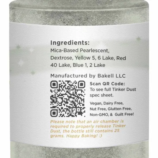 Bakell - Silver Sage Tinker Dust Edible Glitter (25g, 1x Spray Pump) for Food, Desserts, and Beverages! {6}